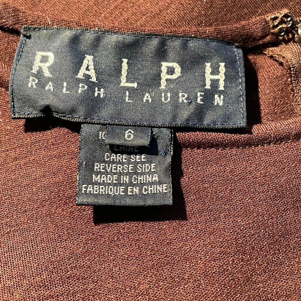 Ralph Lauren Blue Label Wool Sleeveless Brown Midi Sheath Dress Size 6 - Picture 4 of 11